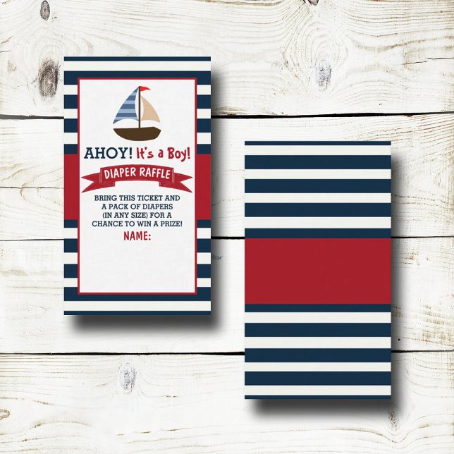 Ahoy It's A Boy! Nautical Boat Baby Shower Diaper Enclosure Card (Creator Uploaded)