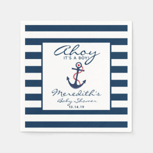 Ahoy it's a Boy Nautical Boy Baby Shower Napkin