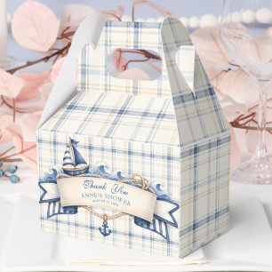 Ahoy It's a Boy Nautical Sailboat Navy Blue Baby Favor Box