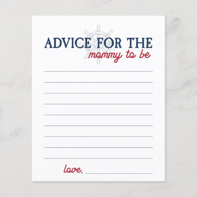 Ahoy It's a Boy Nautical Shower Advice for New Mom (Front)