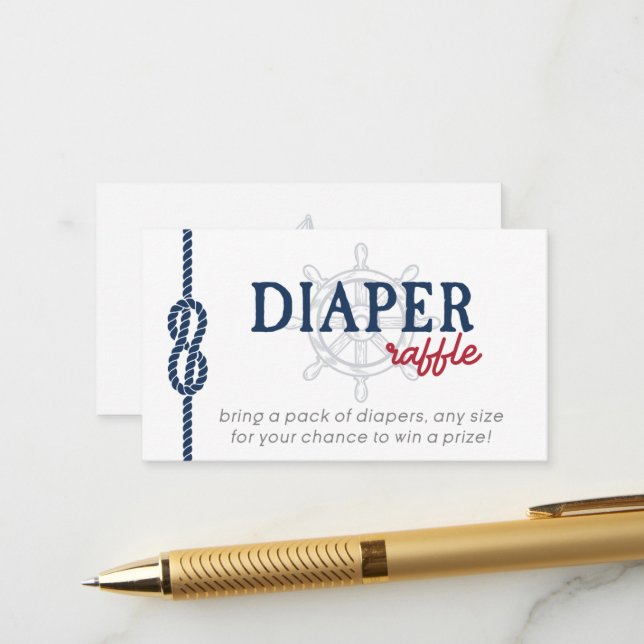 Ahoy It's a Boy Nautical Shower Diaper Raffle Card (Front/Back In Situ)