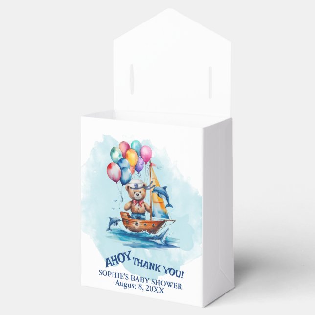Ahoy Its A Boy Nautical Theme Baby Shower Favor Box (Opened)
