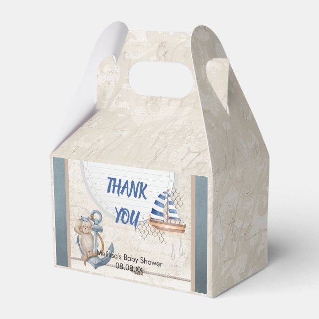 Ahoy its a boy nautical theme baby shower favor box (Front Side)