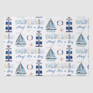 Ahoy! It's a Boy Nautical Under The Sea Tissue Paper
