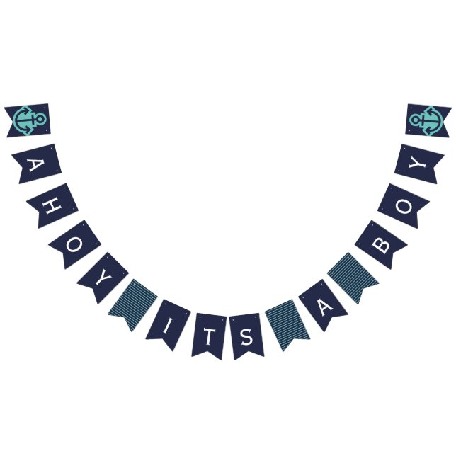 Ahoy Its A Boy  Navy Nautical Bunting Bunting Flags (All)
