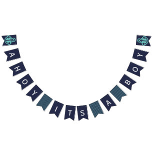 Ahoy Its A Boy  Navy Nautical Bunting Flags
