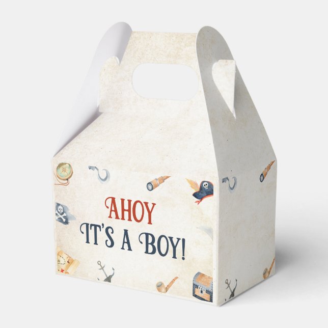 Ahoy It's A Boy Pirate Baby Shower Favor Box (Front Side)