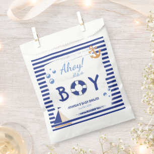 Ahoy It's A Boy! Sailor Marine Blue Baby Shower Favour Bag