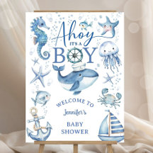 Ahoy Its a Boy Sailor Nautical Baby Shower Welcome