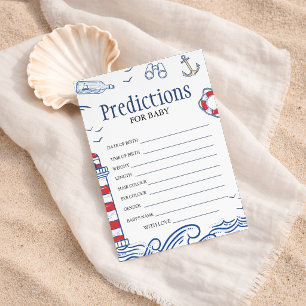 Ahoy It's a Boy Shower Predictions Game Card
