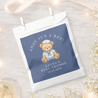 Ahoy Its a Boy Teddy Bear Sailor Baby Shower Blue Favour Bag