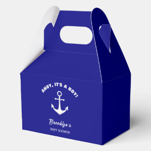 Ahoy Its A Boy Trendy Baby Shower Navy Blue White Favor Box
