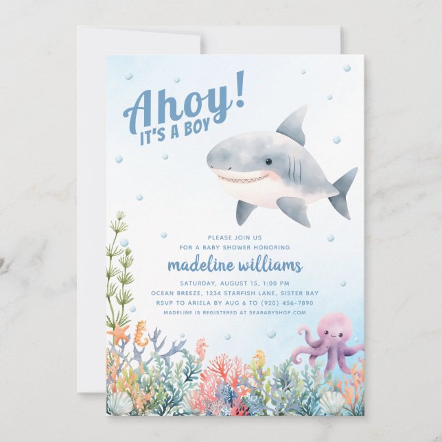 Ahoy It's A Boy Under the Sea Baby Shower Invitation (Front)