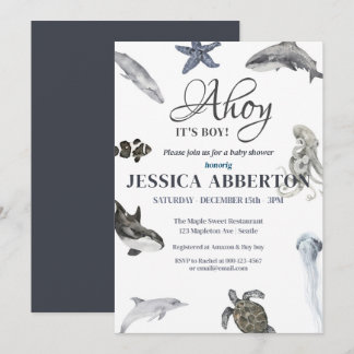 Ahoy, It's a Boy Watercolor Baby Shower Invitation