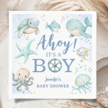 Ahoy It's a Nautical Baby Shower Boy Blue