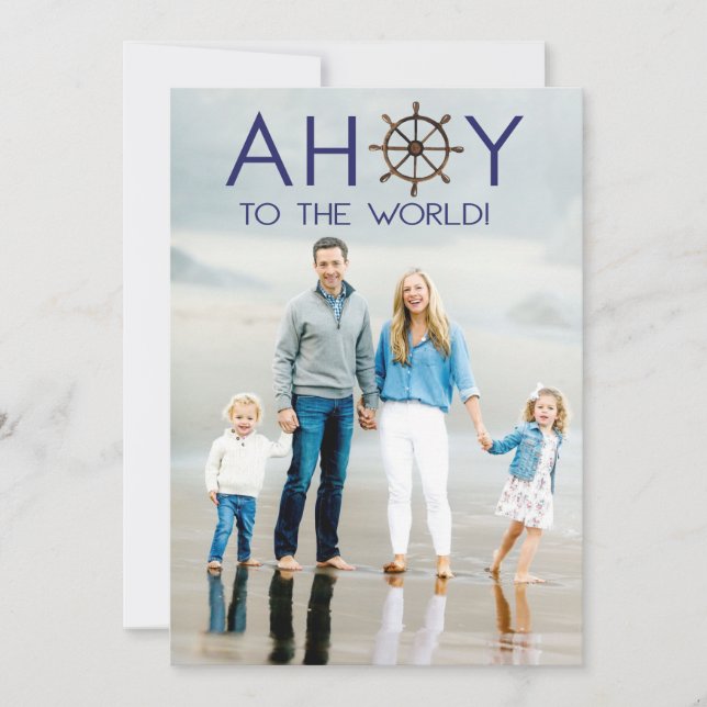 Ahoy Joy to the World Christmas Beach Photo Holiday Card (Front)