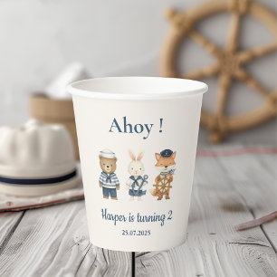 Ahoy Little Sailor Birthday Nautical Sea Paper Cups