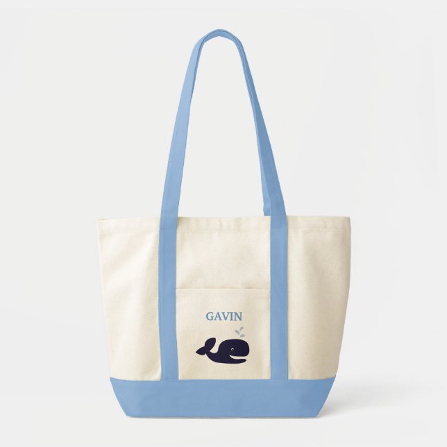 AHOY MATE Blue Whale Diaper Bag Personalized (Front)
