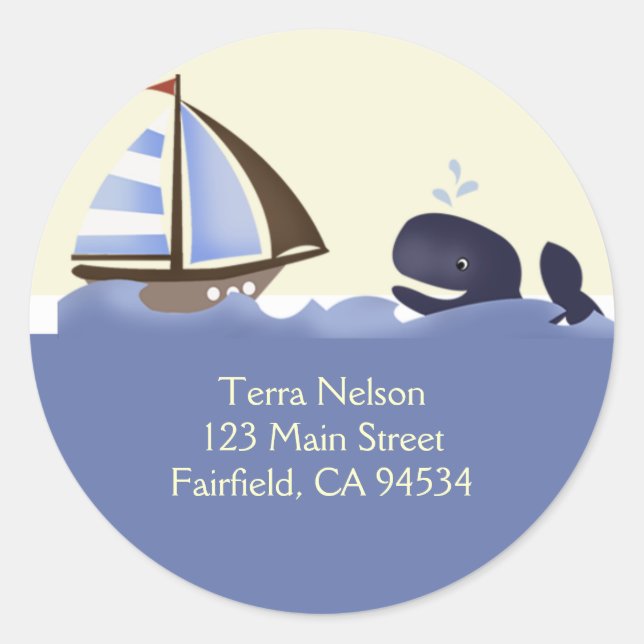 Ahoy Mate Blue Whale Return Adresse Stickers (Devant)