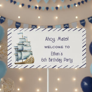 Ahoy mate Nautical kids birthday  Banner