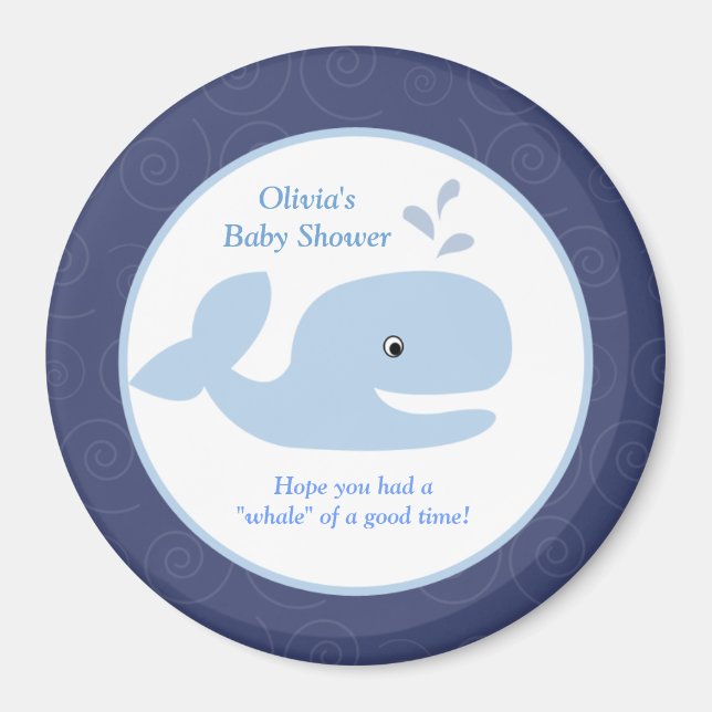 Ahoy Mate Whale 3-inch Round Favour Magnet (Front)