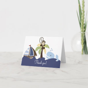 Ahoy Mate Whale & Monkey Thank you Card