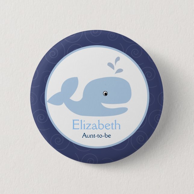 Ahoy Mate Whale NAME TAG Custom Button (Front)