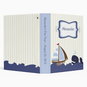 Ahoy Mate Whale Nautical Sailboat Customized Binder