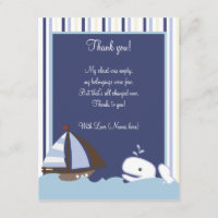 Ahoy Mate White Whale 4x5 Flat Thank you note