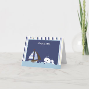 AHOY MATE White Whale Folded Thank you note Card