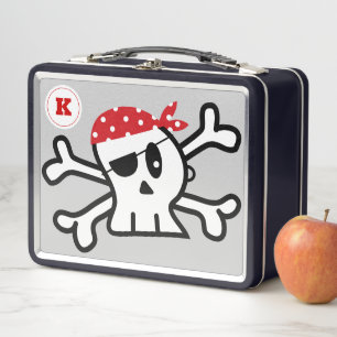 Ahoy Matey! Cartoon Pirate Skull And Fun Adventure Metal Lunch Box