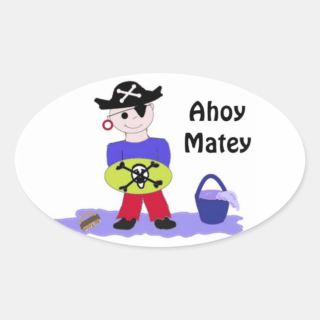 Ahoy Matey Oval Sticker (Front)