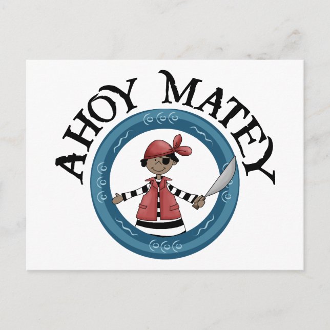 Ahoy Matey Patcheye Pirate Postcard (Front)