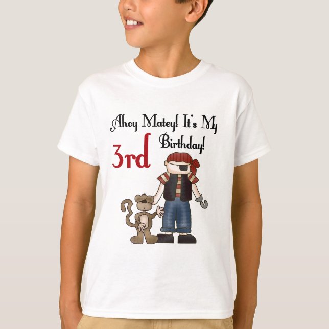 Ahoy Matey Pirate 3rd Birthday Tshirts and Gifts (Front)