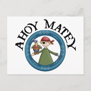 Ahoy Matey Pirate avec carte postale Parrot