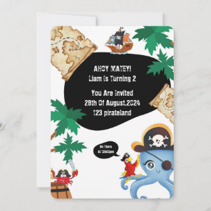 AHOY MATEY PIRATE BIRTHDAY INVITATION FOR BOYS