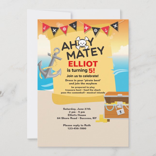 Ahoy Matey Pirate Invitation (Devant)