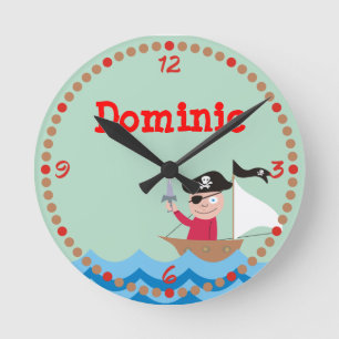 Ahoy Matey! Pirate Personalized Kids Wall Clocks