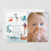 Ahoy Matey Pirate Sea Animals Photo 1st Birthday