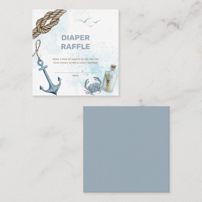 Ahoy! Nautical Baby Shower Diaper Raffle Card (Front/Back)