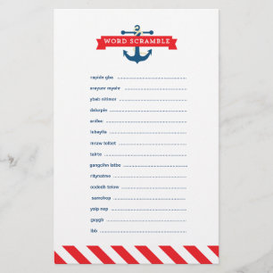 Ahoy! Nautical Baby Shower Word Scramble Game