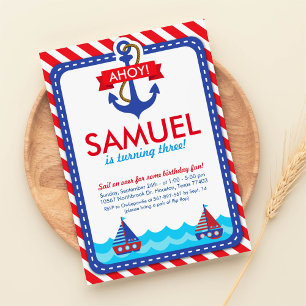 AHOY! Nautical Birthday Party Invitation
