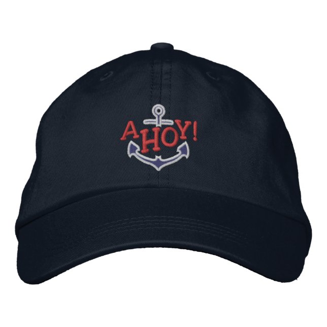 AHOY! Nautical Greetings Embroidery Embroidered Hat (Front)