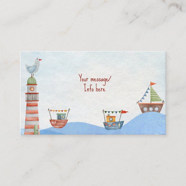 Ahoy  Nautical kids watercolor birthday Enclosure Card (Front)