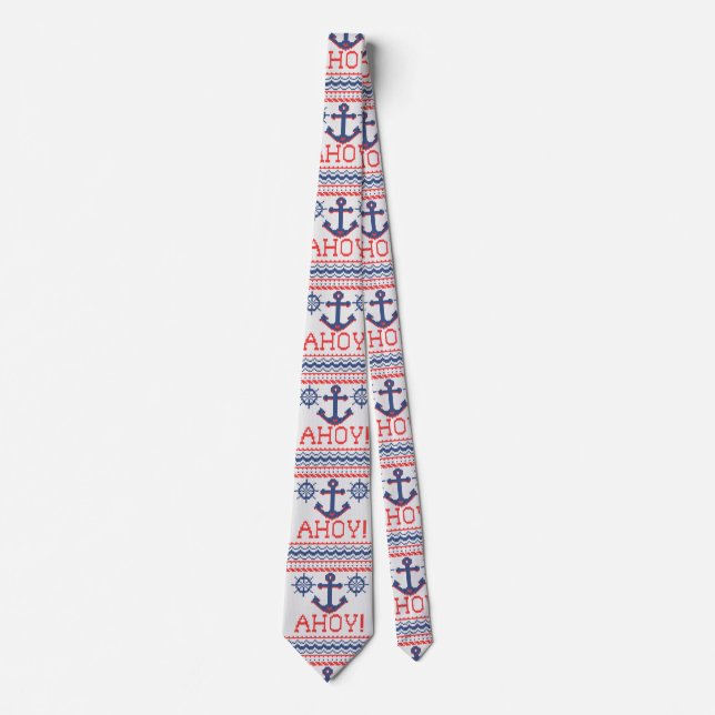 AHOY Nautical Knit Christmas Jumper Style Tie (Front)