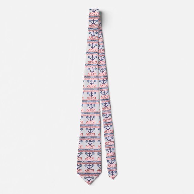 AHOY Nautical Knit Christmas Jumper Style Tie (Front)