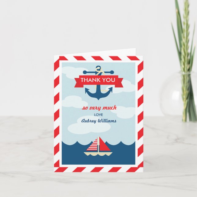 Ahoy! Nautical Thank You Card (Front)