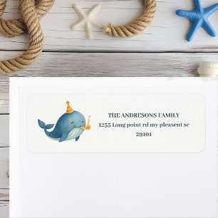 Ahoy Nautical Whale Return Adresse Label Pastel