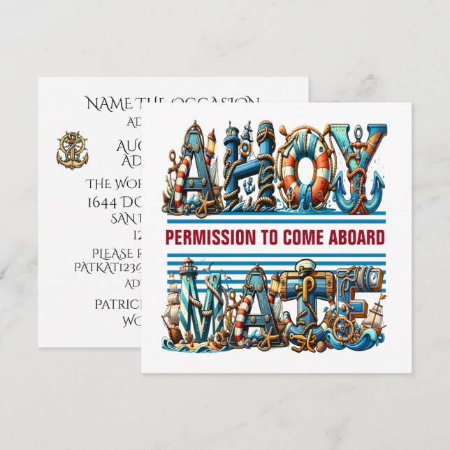 AHOY PERMISSION TO BOARD  INVITATION (Front/Back)