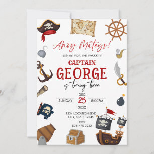 Ahoy pirate Boy birthday party Invitation